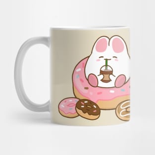 Bunny loves Coffee and Donuts cream Mug